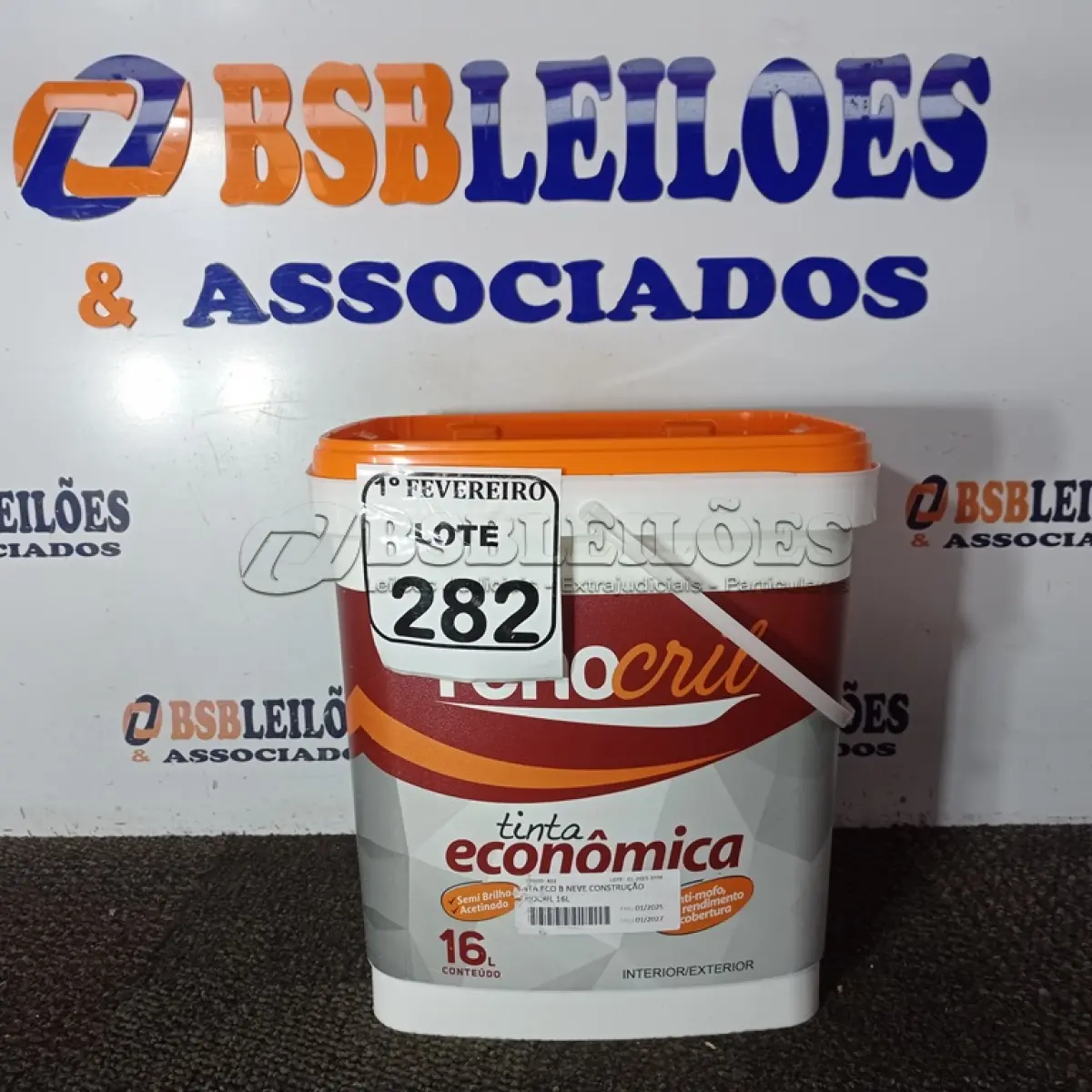 LOTE 282 - 01 BALDE DE TINTA RENOCRIL SELADOR ACRÍLICO NA COR BRANCO NEVE 16L. (NO ESTADO) ATENÇÃO! FAZER A VISITAÇÃO ANTES DE ARREMATAR, NÃO SABEMOS SE FUNCIONA. LEILÃO NÃO TEM GARANTIA E NEM DEVOLUÇÃO, SUJEITO A POSSÍVEIS AVARIAS VISÍVEIS/OCULTAS E/OU AUSÊNCIA DE COMPONENTES.