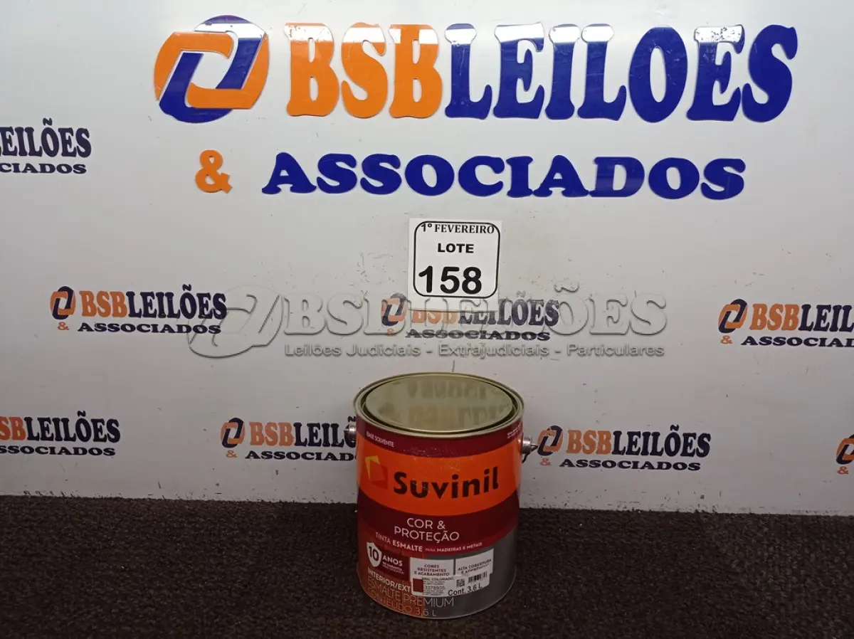 LOTE 158 - 01 LATA DE TINTA ESMALTE PARA MADEIRAS E METAIS INTERIOR\EXTERIOR 3,6L BRIL COLORADO MARCA SUVINIL.(NOVO) (NO ESTADO) ATENÇÃO! FAZER A VISITAÇÃO ANTES DE ARREMATAR, NÃO SABEMOS SE FUNCIONA. LEILÃO NÃO TEM GARANTIA E NEM DEVOLUÇÃO, SUJEITO A POSSÍVEIS AVARIAS VISÍVEIS/OCULTAS E/OU AUSÊNCIA DE COMPONENTES.