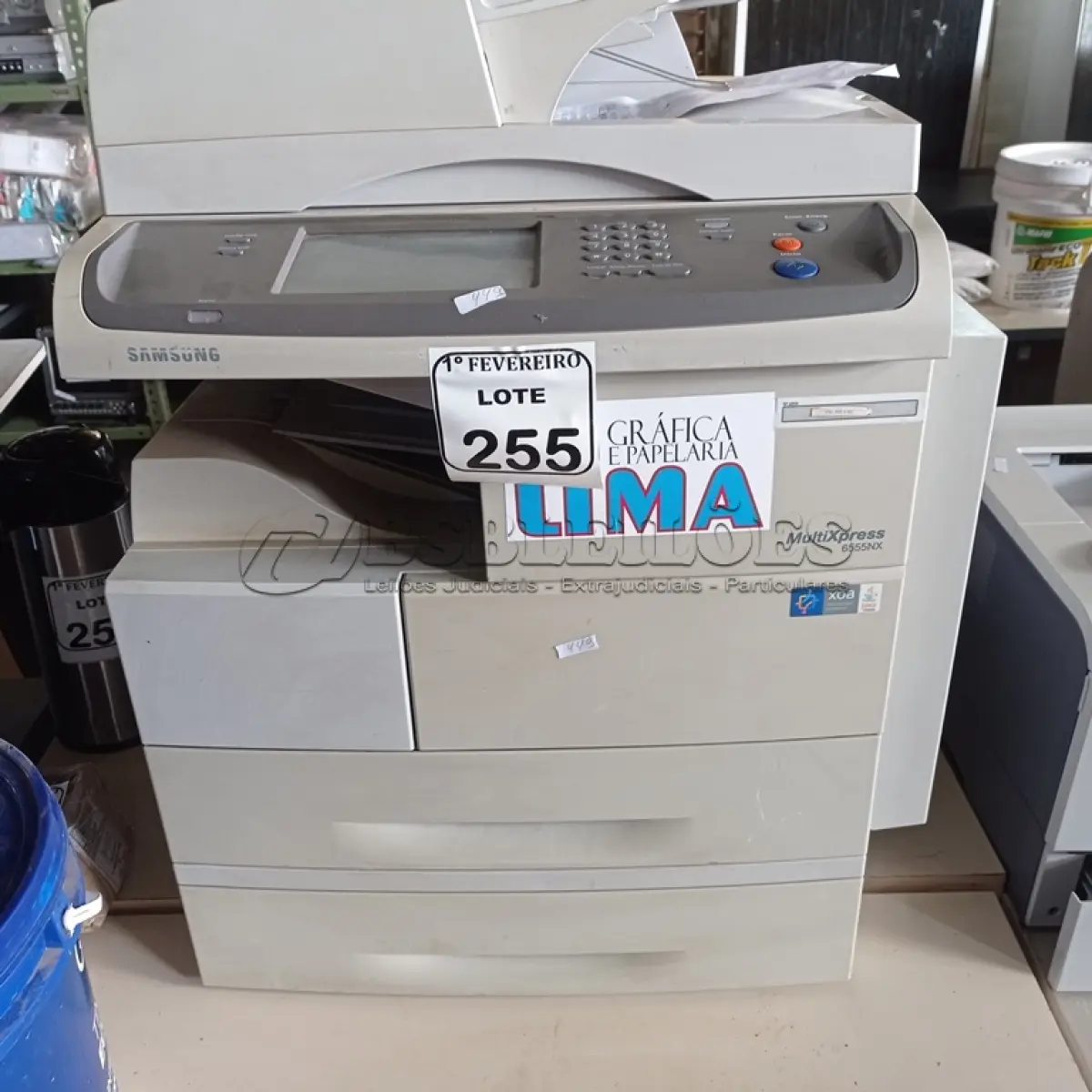 LOTE 255 - 01 IMPRESSORA SAMSUNG MULTIXPRESS. (NO ESTADO) ATENÇÃO! FAZER A VISITAÇÃO ANTES DE ARREMATAR, NÃO SABEMOS SE FUNCIONA. LEILÃO NÃO TEM GARANTIA E NEM DEVOLUÇÃO, SUJEITO A POSSÍVEIS AVARIAS VISÍVEIS/OCULTAS E/OU AUSÊNCIA DE COMPONENTES.