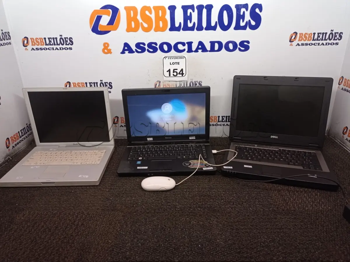 LOTE 154 - 03 NOTEBOOKS MARCAS E MODELOS DIVERSOS PARA RETIRADA DE PEÇAS. (NO ESTADO) ATENÇÃO! FAZER A VISITAÇÃO ANTES DE ARREMATAR, NÃO SABEMOS SE FUNCIONA. LEILÃO NÃO TEM GARANTIA E NEM DEVOLUÇÃO, SUJEITO A POSSÍVEIS AVARIAS VISÍVEIS/OCULTAS E/OU AUSÊNCIA DE COMPONENTES.