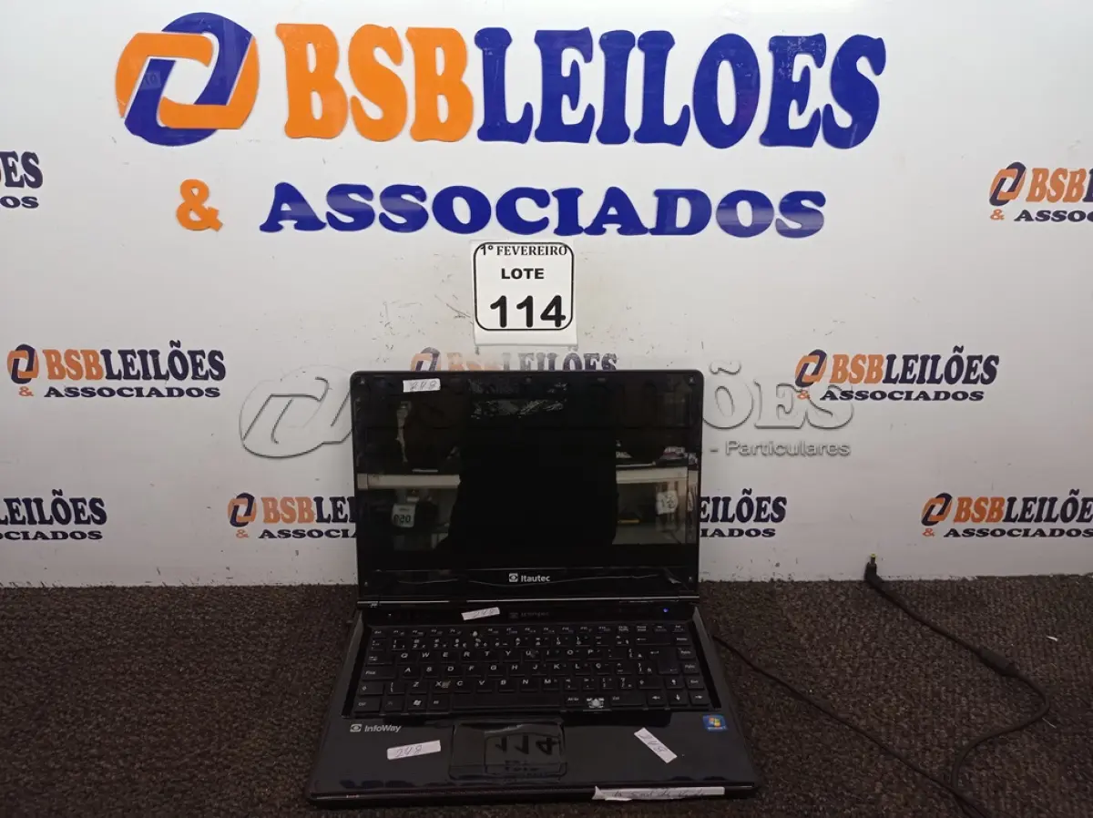 LOTE 114 - 01 NOTEBOOK MARCA ITAUTEC MODELO INFOWAY NOTE W7535 SEM FONTE. (NO ESTADO) ATENÇÃO! FAZER A VISITAÇÃO ANTES DE ARREMATAR, NÃO SABEMOS SE FUNCIONA. LEILÃO NÃO TEM GARANTIA E NEM DEVOLUÇÃO, SUJEITO A POSSÍVEIS AVARIAS VISÍVEIS/OCULTAS E/OU AUSÊNCIA DE COMPONENTES.