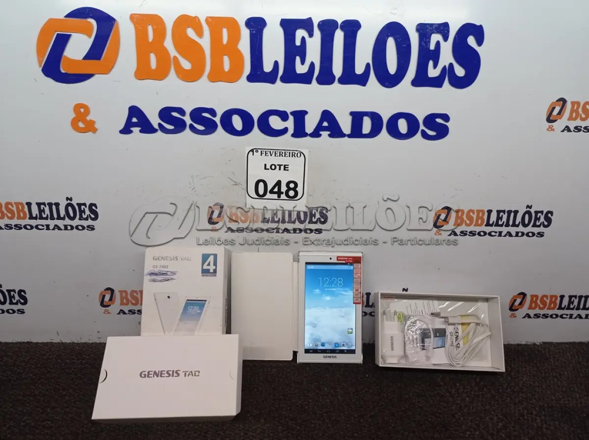 LOTE 048 - 01 TABLET MARCA GENESIS GT-7402 COM CARREGADOR. (NO ESTADO) ATENÇÃO! FAZER A VISITAÇÃO ANTES DE ARREMATAR, NÃO SABEMOS SE FUNCIONA. LEILÃO NÃO TEM GARANTIA E NEM DEVOLUÇÃO, SUJEITO A POSSÍVEIS AVARIAS VISÍVEIS/OCULTAS E/OU AUSÊNCIA DE COMPONENTES.