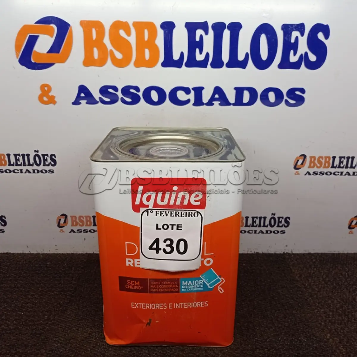 LOTE 430 - 01 LATA DE TINTA IQUINE DELANIL BASE  FOSCO 18L.  (NO ESTADO) ATENÇÃO! FAZER A VISITAÇÃO ANTES DE ARREMATAR, NÃO SABEMOS SE FUNCIONA. LEILÃO NÃO TEM GARANTIA E NEM DEVOLUÇÃO, SUJEITO A POSSÍVEIS AVARIAS VISÍVEIS/OCULTAS E/OU AUSÊNCIA DE COMPONENTES.