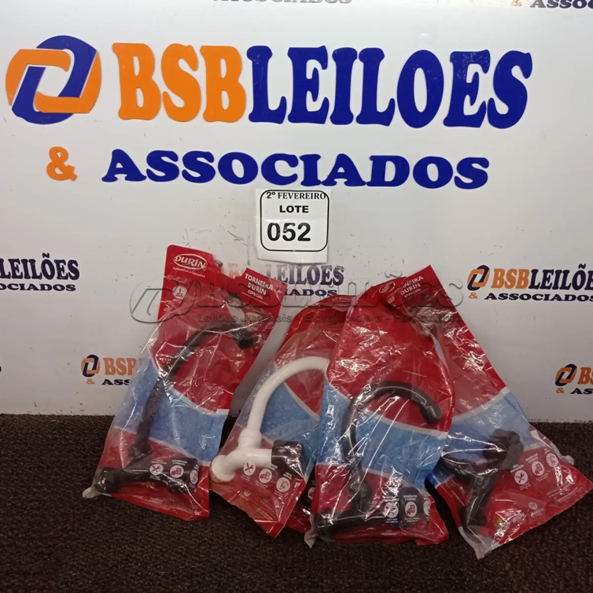 LOTE 052 - 06 TORNEIRAS P/PAREDE MARCA DURIN TAMANHOS DIVERSOS(NOVO). (NO ESTADO) ATENÇÃO! FAZER A VISITAÇÃO ANTES DE ARREMATAR, NÃO SABEMOS SE FUNCIONA. LEILÃO NÃO TEM GARANTIA E NEM DEVOLUÇÃO, SUJEITO A POSSÍVEIS AVARIAS VISÍVEIS/OCULTAS E/OU AUSÊNCIA DE COMPONENTES.