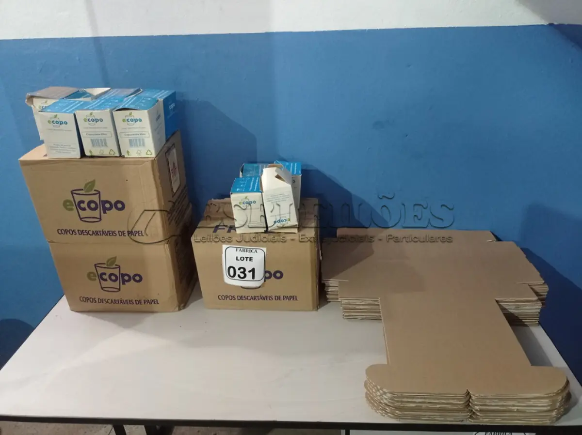 LOTE 031 - 01 LOTE COM COPOS DESCARTÁVEIS EM PAPEL. (NO ESTADO) ATENÇÃO! FAZER A VISITAÇÃO ANTES DE ARREMATAR, NÃO SABEMOS SE FUNCIONA. LEILÃO NÃO TEM GARANTIA E NEM DEVOLUÇÃO, SUJEITO A POSSÍVEIS AVARIAS VISÍVEIS/OCULTAS E/OU AUSÊNCIA DE COMPONENTES.