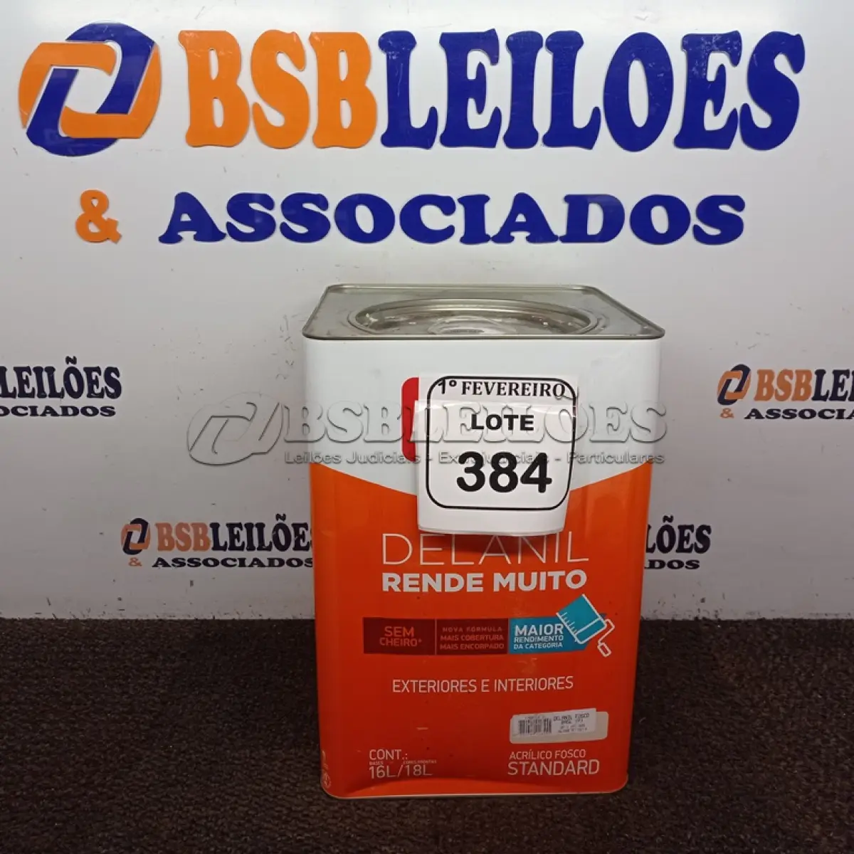 LOTE 384 - 01 LATA DE TINTA IQUINE DELANIL BASE P FOSCO. 18L.  (NO ESTADO) ATENÇÃO! FAZER A VISITAÇÃO ANTES DE ARREMATAR, NÃO SABEMOS SE FUNCIONA. LEILÃO NÃO TEM GARANTIA E NEM DEVOLUÇÃO, SUJEITO A POSSÍVEIS AVARIAS VISÍVEIS/OCULTAS E/OU AUSÊNCIA DE COMPONENTES.