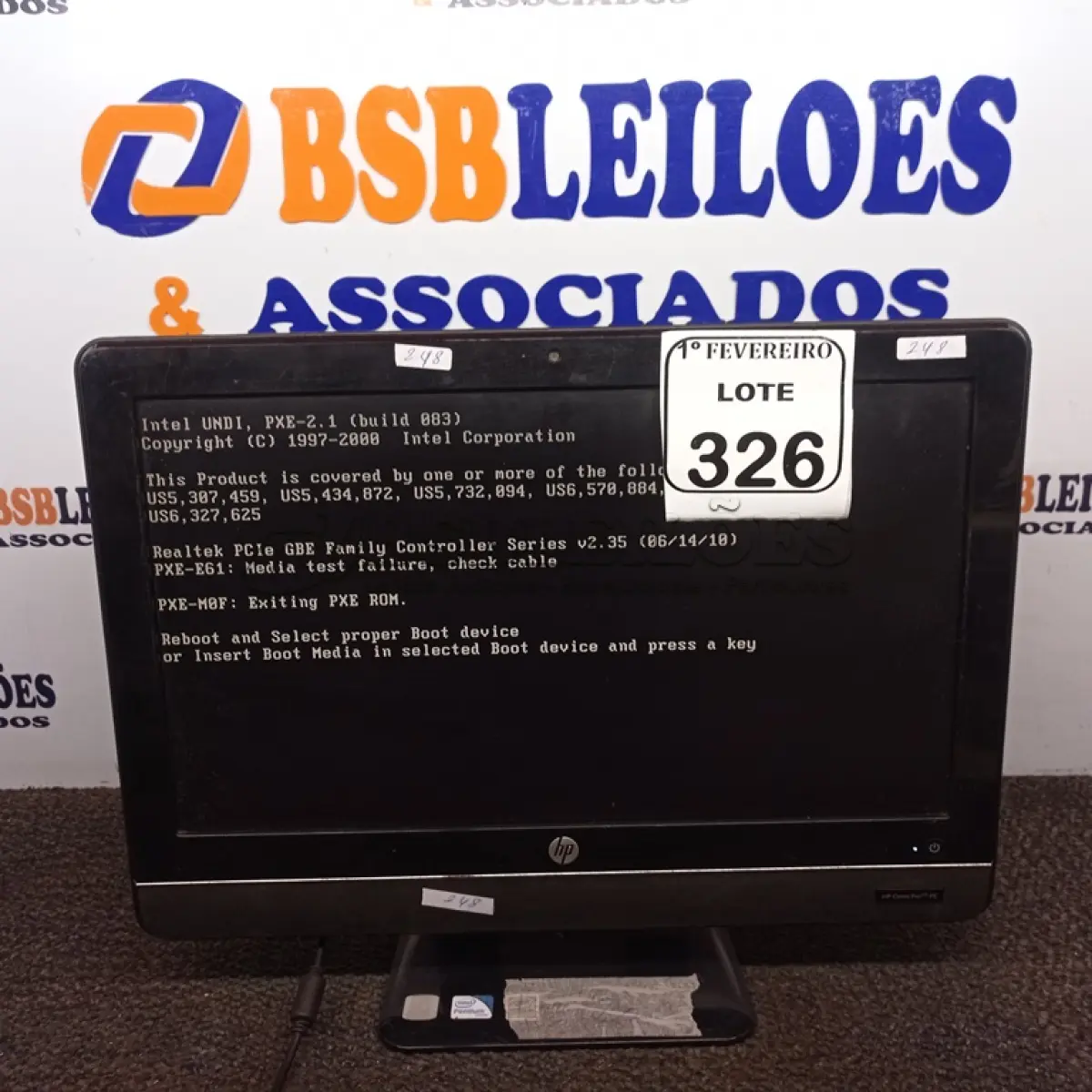 LOTE 326 - 01 ALL IN ONE HP SEM FONTE. (NO ESTADO) ATENÇÃO! FAZER A VISITAÇÃO ANTES DE ARREMATAR, NÃO SABEMOS SE FUNCIONA. LEILÃO NÃO TEM GARANTIA E NEM DEVOLUÇÃO, SUJEITO A POSSÍVEIS AVARIAS VISÍVEIS/OCULTAS E/OU AUSÊNCIA DE COMPONENTES.