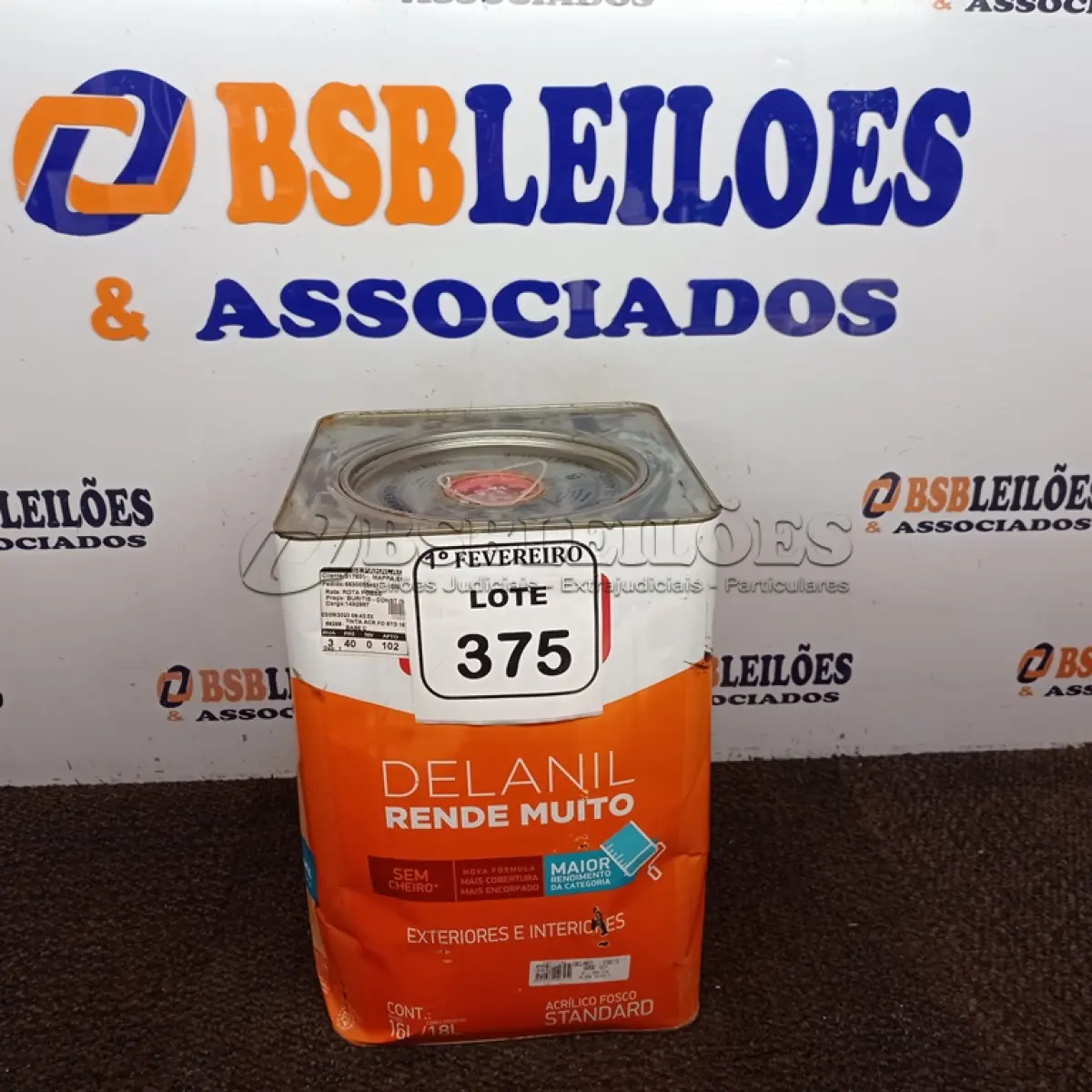 LOTE 375 - 01 LATA DE TINTA IQUINE DELANIL NA COR ROSA. FOSCO 18L.  (NO ESTADO) ATENÇÃO! FAZER A VISITAÇÃO ANTES DE ARREMATAR, NÃO SABEMOS SE FUNCIONA. LEILÃO NÃO TEM GARANTIA E NEM DEVOLUÇÃO, SUJEITO A POSSÍVEIS AVARIAS VISÍVEIS/OCULTAS E/OU AUSÊNCIA DE COMPONENTES.