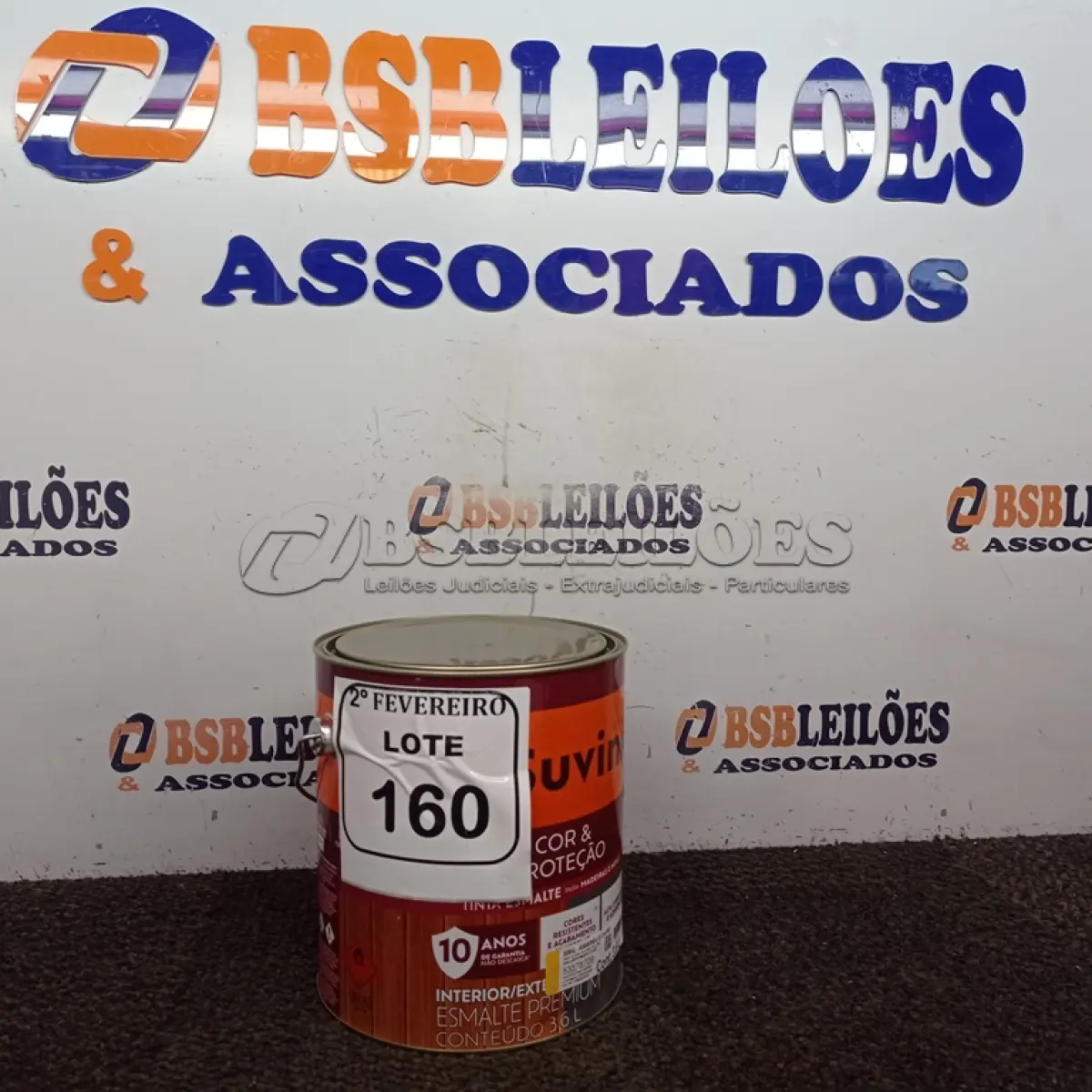 LOTE 160 - 01 LATA DE TINTA ESMALTE SINTÉTICO PARA MADEIRA E METAL 3,6L NA COR BRILHANTE AMARELO OURO MARCA SUVINIL (NOVO). (NO ESTADO) ATENÇÃO! FAZER A VISITAÇÃO ANTES DE ARREMATAR, NÃO SABEMOS SE FUNCIONA. LEILÃO NÃO TEM GARANTIA E NEM DEVOLUÇÃO, SUJEITO A POSSÍVEIS AVARIAS VISÍVEIS/OCULTAS E/OU AUSÊNCIA DE COMPONENTES.
