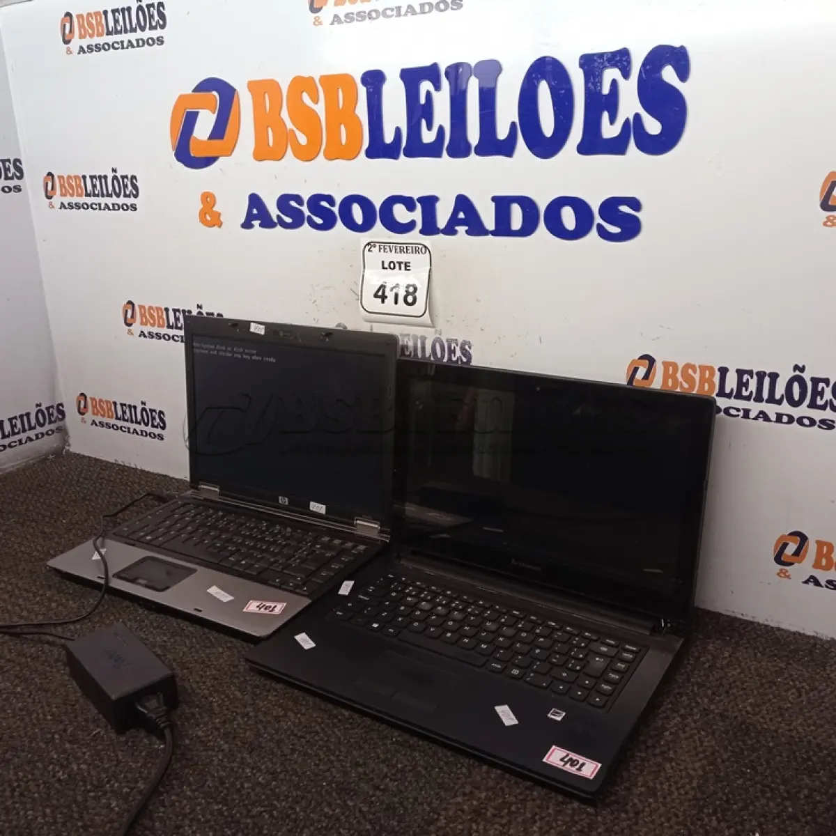 LOTE 418 - 01 NOTEBOOK HP COM FONTE E 01 NOTEBOOK LENOVO SEM FONTE. (NO ESTADO) ATENÇÃO! FAZER A VISITAÇÃO ANTES DE ARREMATAR, NÃO SABEMOS SE FUNCIONA. LEILÃO NÃO TEM GARANTIA E NEM DEVOLUÇÃO, SUJEITO A POSSÍVEIS AVARIAS VISÍVEIS/OCULTAS E/OU AUSÊNCIA DE COMPONENTES.