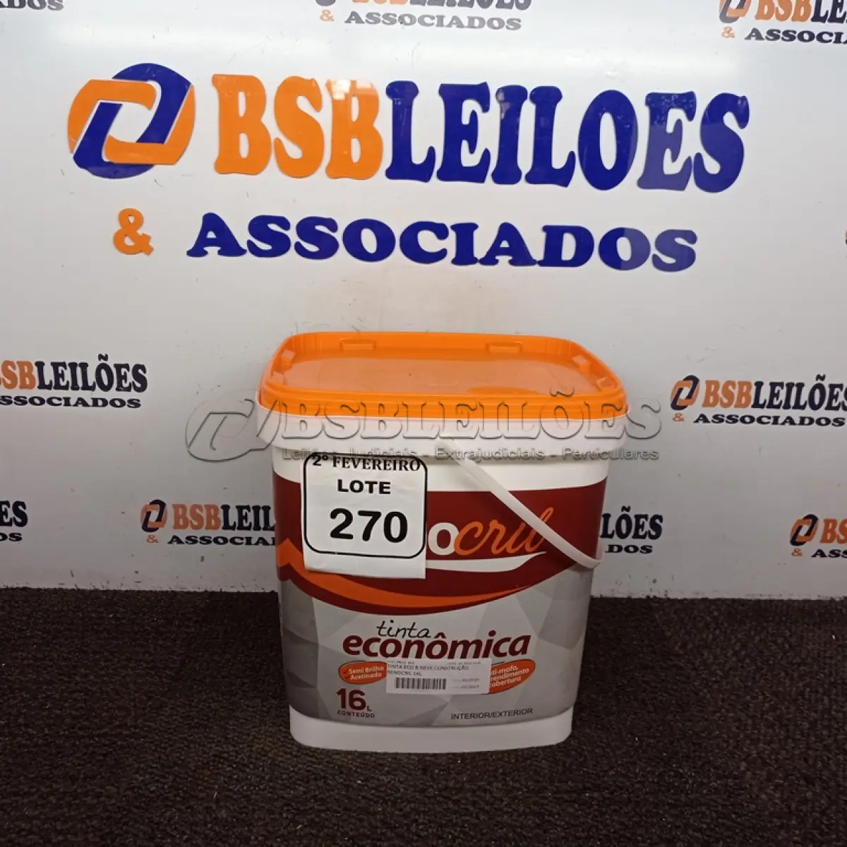 LOTE 270 -  01 BALDE DE TINTA RENOCRILL INTERIOR/EXTERIOR 16L NA COR BRANCO NEVE. (NO ESTADO) ATENÇÃO! FAZER A VISITAÇÃO ANTES DE ARREMATAR, NÃO SABEMOS SE FUNCIONA. LEILÃO NÃO TEM GARANTIA E NEM DEVOLUÇÃO, SUJEITO A POSSÍVEIS AVARIAS VISÍVEIS/OCULTAS E/OU AUSÊNCIA DE COMPONENTES.