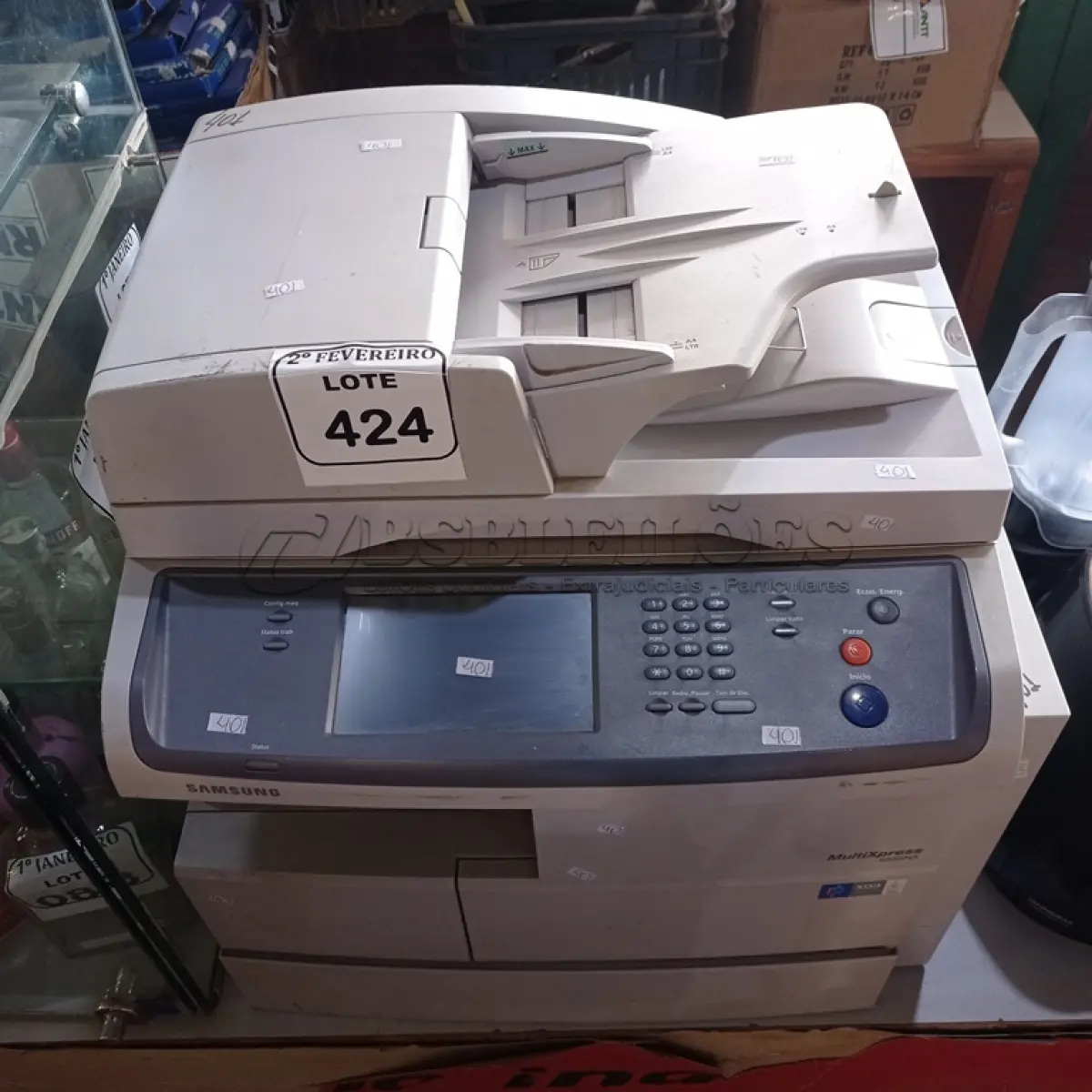 LOTE 424 - 01 IMPRESSORA MULTIFUNCIONAL MODELO MULTI XPRESS 6555NX MARCA SAMSUNG. (NO ESTADO) ATENÇÃO! FAZER A VISITAÇÃO ANTES DE ARREMATAR, NÃO SABEMOS SE FUNCIONA. LEILÃO NÃO TEM GARANTIA E NEM DEVOLUÇÃO, SUJEITO A POSSÍVEIS AVARIAS VISÍVEIS/OCULTAS E/OU AUSÊNCIA DE COMPONENTES.