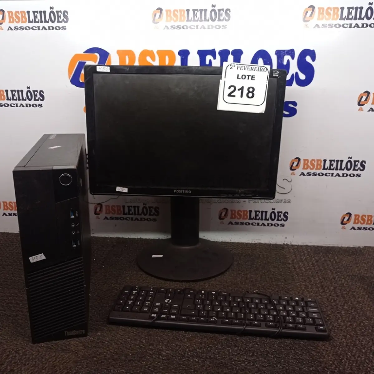 LOTE 218 -  01 CPU LENOVO E 01 MONITOR POSITIVO COM TECLADO. (NO ESTADO) ATENÇÃO! FAZER A VISITAÇÃO ANTES DE ARREMATAR, NÃO SABEMOS SE FUNCIONA. LEILÃO NÃO TEM GARANTIA E NEM DEVOLUÇÃO, SUJEITO A POSSÍVEIS AVARIAS VISÍVEIS/OCULTAS E/OU AUSÊNCIA DE COMPONENTES.
