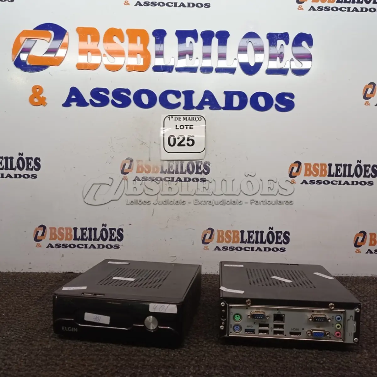 LOTE 025 - 02 MINIS CPU’S MARCA ELGIN. (NO ESTADO) ATENÇÃO! FAZER A VISITAÇÃO ANTES DE ARREMATAR, NÃO SABEMOS SE FUNCIONA. LEILÃO NÃO TEM GARANTIA E NEM DEVOLUÇÃO, SUJEITO A POSSÍVEIS AVARIAS VISÍVEIS/OCULTAS E/OU AUSÊNCIA DE COMPONENTES.