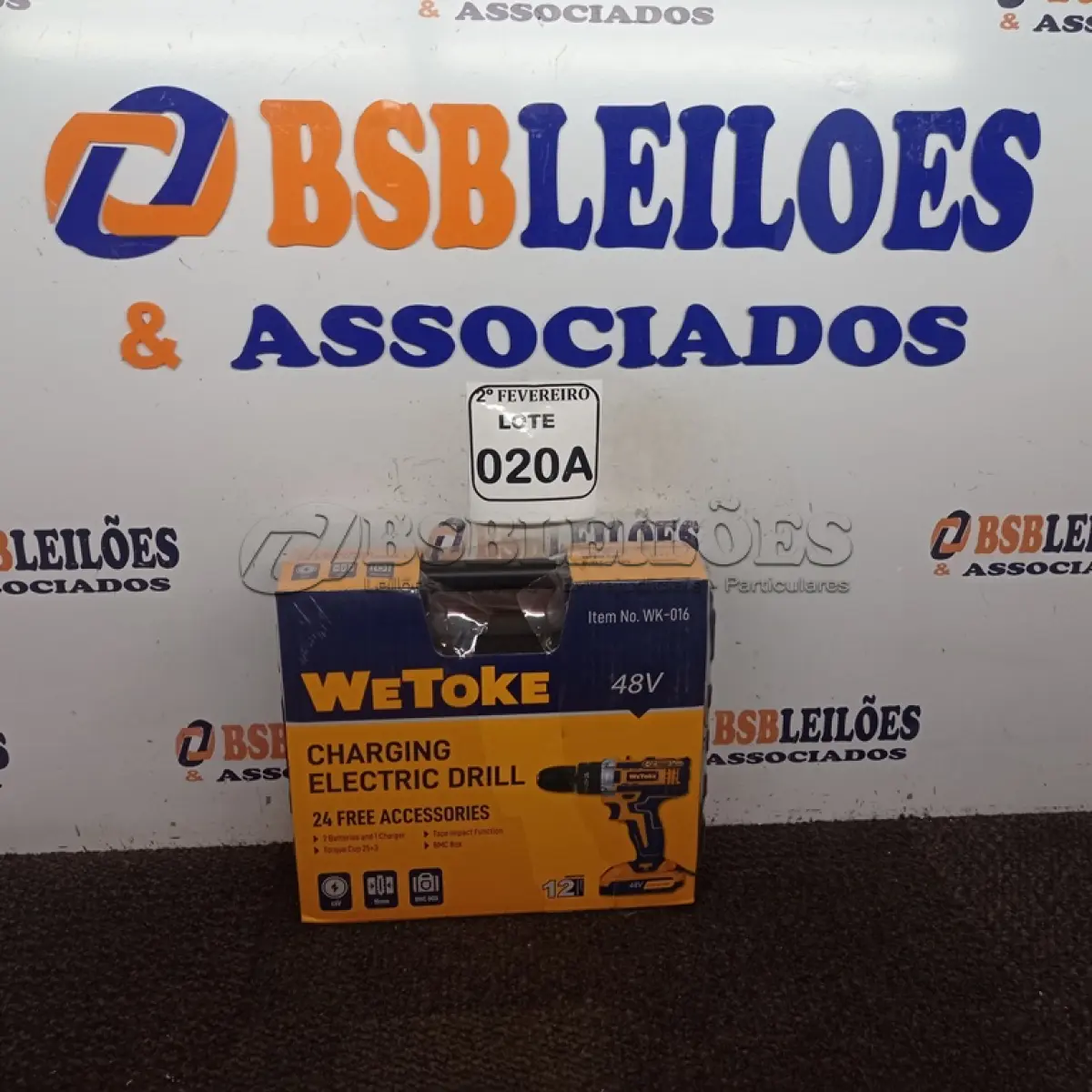 LOTE 020 - 01 PARAFUSADEIRA WETO KE 24 ACESSÓRIOS. (NOVO) (NO ESTADO) ATENÇÃO! FAZER A VISITAÇÃO ANTES DE ARREMATAR, NÃO SABEMOS SE FUNCIONA. LEILÃO NÃO TEM GARANTIA E NEM DEVOLUÇÃO, SUJEITO A POSSÍVEIS AVARIAS VISÍVEIS/OCULTAS E/OU AUSÊNCIA DE COMPONENTES.