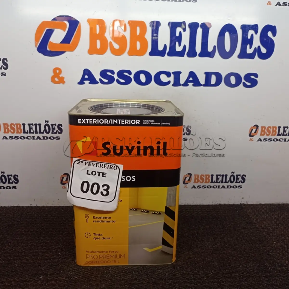 LOTE 003 - 01 LATA DE TINTA SUVINIL 18L NA COR FOSCO CINZA ESCURO. (NO ESTADO) ATENÇÃO! FAZER A VISITAÇÃO ANTES DE ARREMATAR, NÃO SABEMOS SE FUNCIONA. LEILÃO NÃO TEM GARANTIA E NEM DEVOLUÇÃO, SUJEITO A POSSÍVEIS AVARIAS VISÍVEIS/OCULTAS E/OU AUSÊNCIA DE COMPONENTES.
