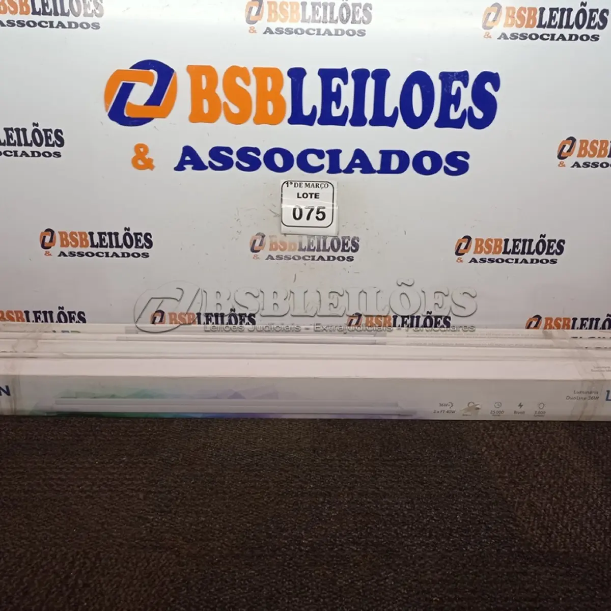 LOTE 075 - 05 LUMINÁRIAS LED DUOLINE 36W MARCA ELGIN. (NOVO) (NO ESTADO) ATENÇÃO! FAZER A VISITAÇÃO ANTES DE ARREMATAR, NÃO SABEMOS SE FUNCIONA. LEILÃO NÃO TEM GARANTIA E NEM DEVOLUÇÃO, SUJEITO A POSSÍVEIS AVARIAS VISÍVEIS/OCULTAS E/OU AUSÊNCIA DE COMPONENTES.