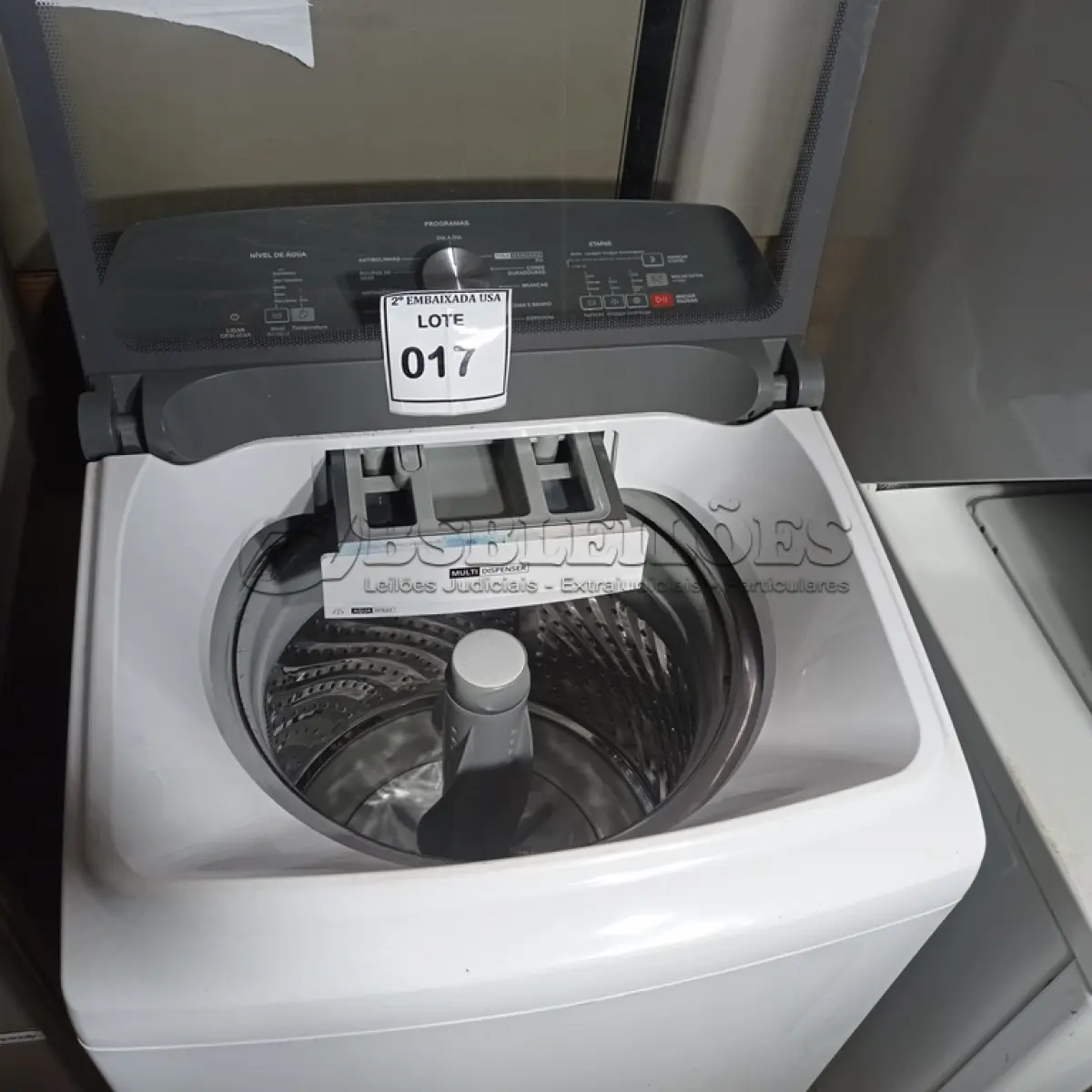 LOTE 017 - 01 MÁQUINA DE LAVAR ROUPA BRASTEMP 12KG 220V. (WASHER). (NO ESTADO EM QUE SE ENCONTRA. SUJEITO A AVARIAS OCULTAS/VISÍVEIS.) BF8538B