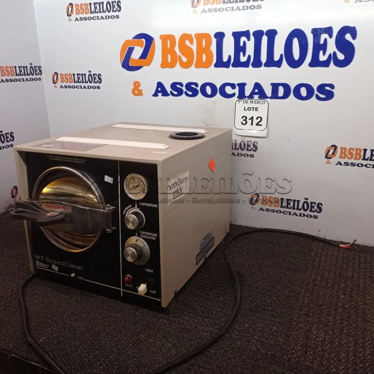 LOTE 312 - 01 AUTO CLAVE M7 SPEED RITTER. 110VOLTS. (NO ESTADO) ATENÇÃO! FAZER A VISITAÇÃO ANTES DE ARREMATAR, NÃO SABEMOS SE FUNCIONA. LEILÃO NÃO TEM GARANTIA E NEM DEVOLUÇÃO, SUJEITO A POSSÍVEIS AVARIAS VISÍVEIS/OCULTAS E/OU AUSÊNCIA DE COMPONENTES.