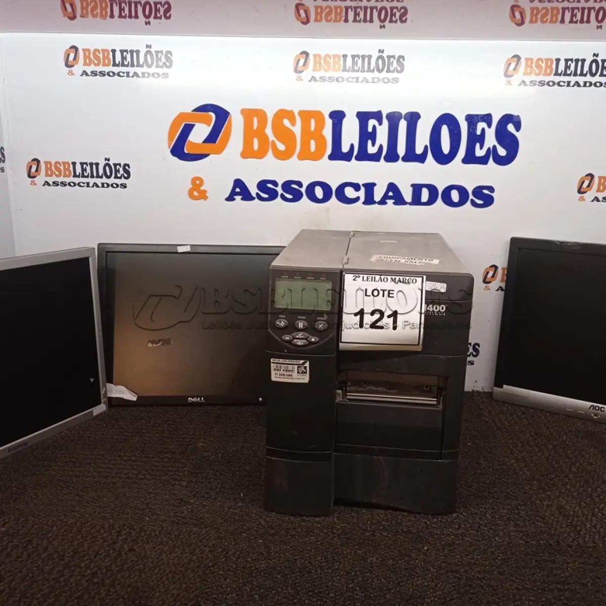 LOTE 121 - 03 MONITORES SEM PÉ E 01 IMPRESSORA TÉRMICA PARA ETIQUETAS SEBRA ZM 400.  (NO ESTADO) ATENÇÃO! FAZER A VISITAÇÃO ANTES DE ARREMATAR, NÃO SABEMOS SE FUNCIONA. LEILÃO NÃO TEM GARANTIA E NEM DEVOLUÇÃO, SUJEITO A POSSÍVEIS AVARIAS VISÍVEIS/OCULTAS E/OU AUSÊNCIA DE COMPONENTES.