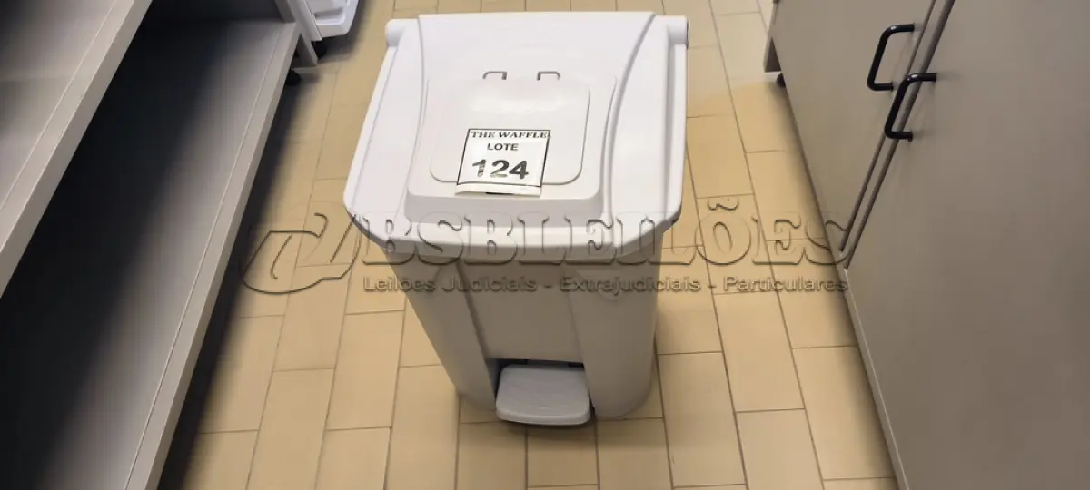 LOTE 124 - 01 LIXEIRA COM PEDAL. (NO ESTADO) ATENÇÃO! FAZER A VISITAÇÃO ANTES DE ARREMATAR, NÃO SABEMOS SE FUNCIONA. LEILÃO NÃO TEM GARANTIA E NEM DEVOLUÇÃO, SUJEITO A POSSÍVEIS AVARIAS VISÍVEIS/OCULTAS E/OU AUSÊNCIA DE COMPONENTES.