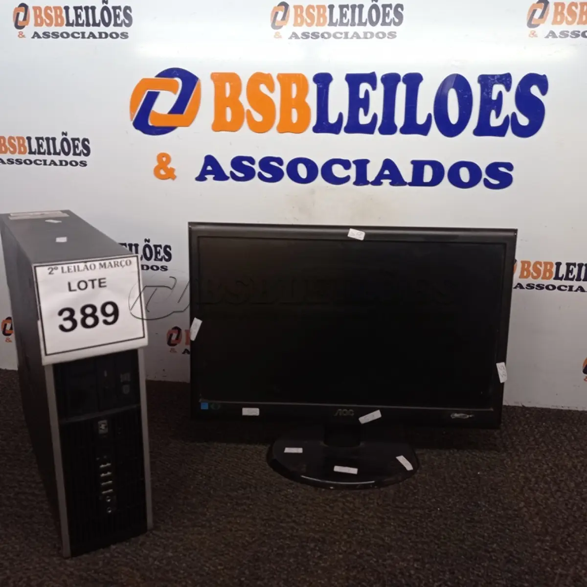 LOTE 389 - 01 CPU MARCA HP E 01 MONITOR MARCA AOC. (NO ESTADO) ATENÇÃO! FAZER A VISITAÇÃO ANTES DE ARREMATAR, NÃO SABEMOS SE FUNCIONA. LEILÃO NÃO TEM GARANTIA E NEM DEVOLUÇÃO, SUJEITO A POSSÍVEIS AVARIAS VISÍVEIS/OCULTAS E/OU AUSÊNCIA DE COMPONENTES.