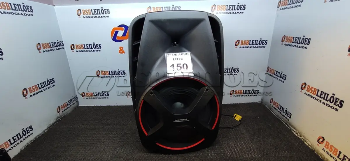 LOTE 150 - 01 CAIXA DE SOM MONDIAL COM BLUETOOTH. (NO ESTADO) ATENÇÃO! FAZER A VISITAÇÃO ANTES DE ARREMATAR, NÃO SABEMOS SE FUNCIONA. LEILÃO NÃO TEM GARANTIA E NEM DEVOLUÇÃO, SUJEITO A POSSÍVEIS AVARIAS VISÍVEIS/OCULTAS E/OU AUSÊNCIA DE COMPONENTES.