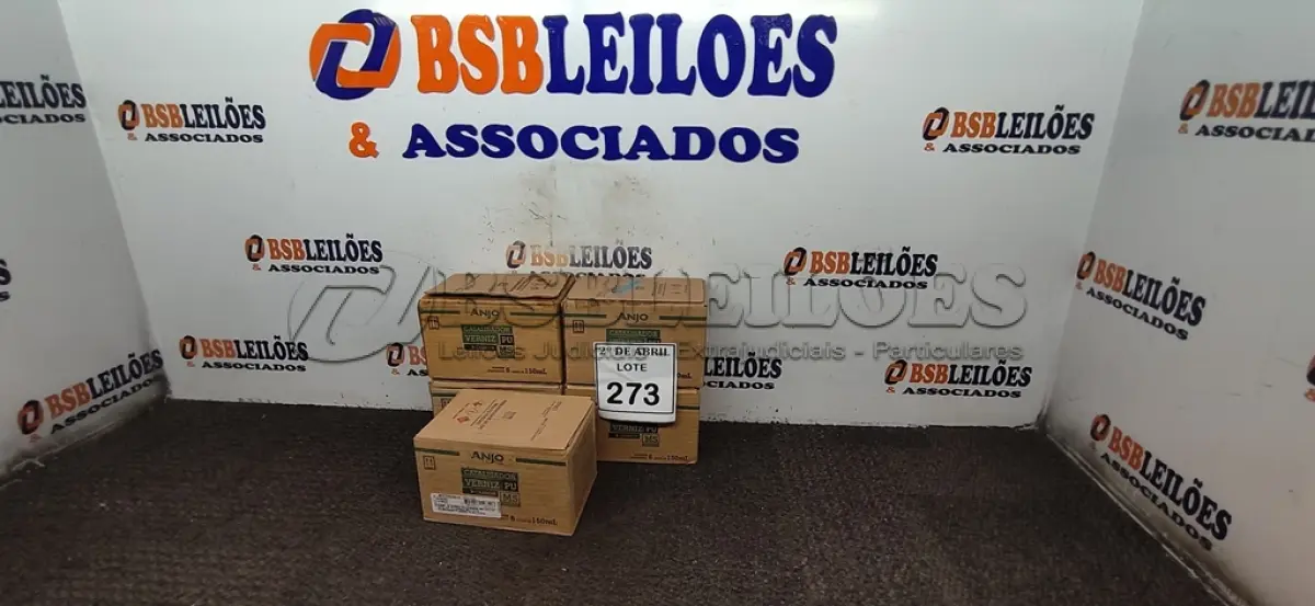 LOTE 273 - 05 CAIXAS COM 06 UNIDADES DE CATALIZADOR VERNIZ PU 150ML. (NO ESTADO) ATENÇÃO! FAZER A VISITAÇÃO ANTES DE ARREMATAR, NÃO SABEMOS SE FUNCIONA. LEILÃO NÃO TEM GARANTIA E NEM DEVOLUÇÃO, SUJEITO A POSSÍVEIS AVARIAS VISÍVEIS/OCULTAS E/OU AUSÊNCIA DE COMPONENTES.
