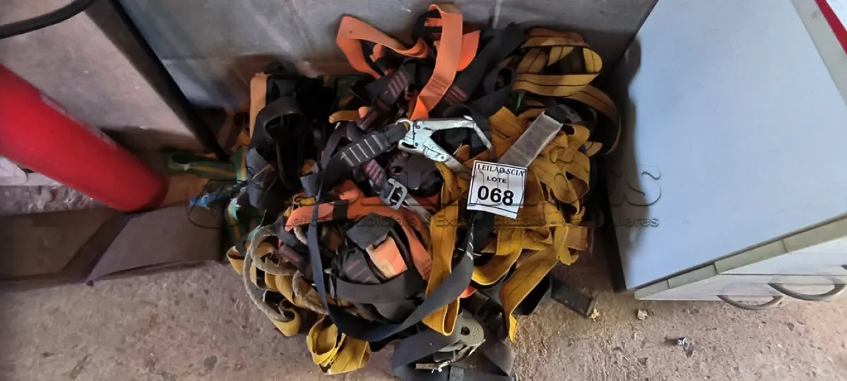 LOTE 068 - 01 LOTE COM CINTOS DE SEGURANÇA PARA OBRA.  (NO ESTADO) ATENÇÃO! FAZER A VISITAÇÃO ANTES DE ARREMATAR, NÃO SABEMOS SE FUNCIONA. LEILÃO NÃO TEM GARANTIA E NEM DEVOLUÇÃO, SUJEITO A POSSÍVEIS AVARIAS VISÍVEIS/OCULTAS E/OU AUSÊNCIA DE COMPONENTES.