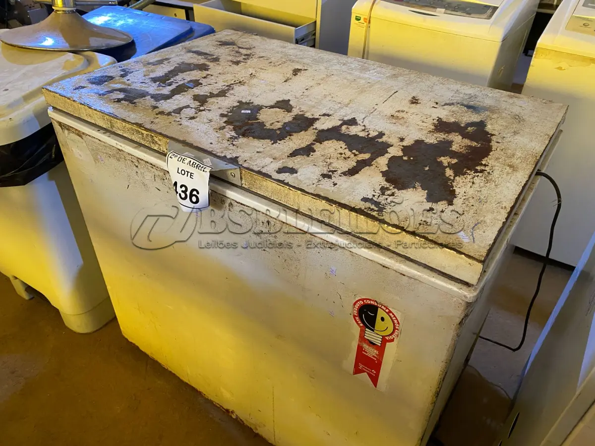 LOTE 436 - 01 FREEZER HORIZONTAL. (NO ESTADO) ATENÇÃO! FAZER A VISITAÇÃO ANTES DE ARREMATAR, NÃO SABEMOS SE FUNCIONA. LEILÃO NÃO TEM GARANTIA E NEM DEVOLUÇÃO, SUJEITO A POSSÍVEIS AVARIAS VISÍVEIS/OCULTAS E/OU AUSÊNCIA DE COMPONENTES.