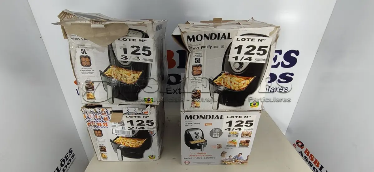 LOTE 125 - 04 - FRITADEIRAS SEM ÓLEO AIR FRYER 5LITROS, MONDIAL 110V (NO ESTADO, NÃO SABEMOS SE FUNCIONA. LEILÃO NÃO TEM GARANTIA E NEM DEVOLUÇÃO, SUJEITO A POSSÍVEIS AVARIAS VISÍVEIS/OCULTAS E/OU AUSÊNCIA DE COMPONENTES)