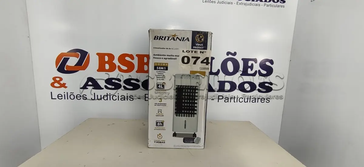 LOTE 074 - 01 - CLIMATIZADOR DE AR BRITÂNIA 5 EM 1 BCL05FI 127VOLTS (NO ESTADO, NÃO SABEMOS SE FUNCIONA. LEILÃO NÃO TEM GARANTIA E NEM DEVOLUÇÃO, SUJEITO A POSSÍVEIS AVARIAS VISÍVEIS/OCULTAS E/OU AUSÊNCIA DE COMPONENTES)