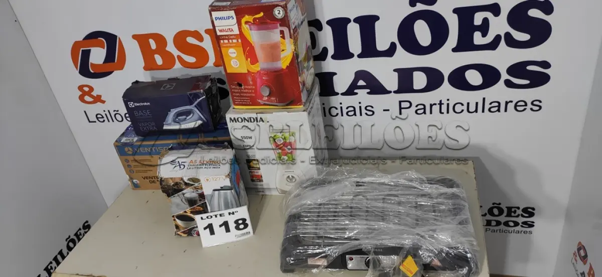 LOTE 118 - 06 – ELETRODOMÉSTICOS DIVERSOS (NO ESTADO, NÃO SABEMOS SE FUNCIONA. LEILÃO NÃO TEM GARANTIA E NEM DEVOLUÇÃO, SUJEITO A POSSÍVEIS AVARIAS VISÍVEIS/OCULTAS E/OU AUSÊNCIA DE COMPONENTES)