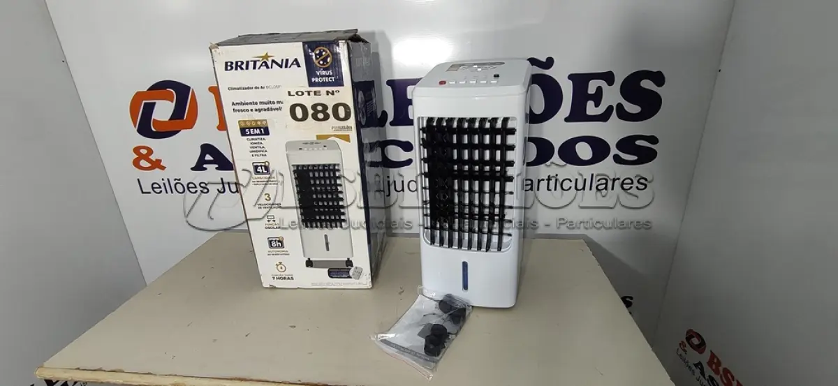 LOTE 080 - 01 - CLIMATIZADOR DE AR BRITÂNIA 5 EM 1 BCL05FI 127VOLTS (NO ESTADO, NÃO SABEMOS SE FUNCIONA. LEILÃO NÃO TEM GARANTIA E NEM DEVOLUÇÃO, SUJEITO A POSSÍVEIS AVARIAS VISÍVEIS/OCULTAS E/OU AUSÊNCIA DE COMPONENTES)