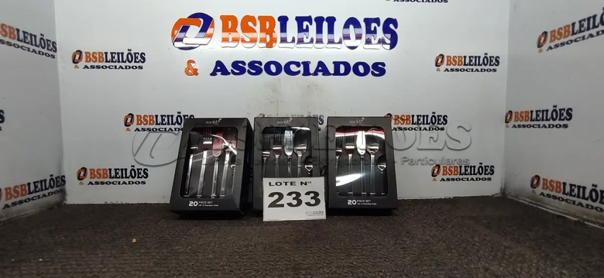 LOTE 233 - 03 - KITS JOGO TALHERES LINHA SANKIT 20 PEÇAS PRATA - PREMIUM (NO ESTADO, NÃO SABEMOS SE FUNCIONA. LEILÃO NÃO TEM GARANTIA E NEM DEVOLUÇÃO, SUJEITO A POSSÍVEIS AVARIAS VISÍVEIS/OCULTAS E/OU AUSÊNCIA DE COMPONENTES)