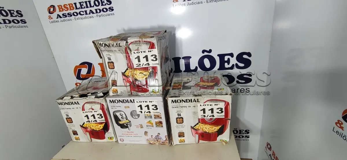 LOTE 113 - 04 - FRITADEIRAS SEM ÓLEO AIR FRYER 5LITROS, MONDIAL 110V (NO ESTADO, NÃO SABEMOS SE FUNCIONA. LEILÃO NÃO TEM GARANTIA E NEM DEVOLUÇÃO, SUJEITO A POSSÍVEIS AVARIAS VISÍVEIS/OCULTAS E/OU AUSÊNCIA DE COMPONENTES)