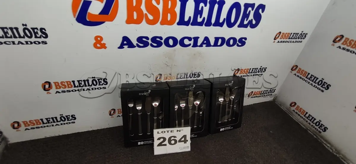 LOTE 264 - 03 - KITS JOGO TALHERES LINHA SANKIT 20 PEÇAS PRATA - PREMIUM (NO ESTADO, NÃO SABEMOS SE FUNCIONA. LEILÃO NÃO TEM GARANTIA E NEM DEVOLUÇÃO, SUJEITO A POSSÍVEIS AVARIAS VISÍVEIS/OCULTAS E/OU AUSÊNCIA DE COMPONENTES)
