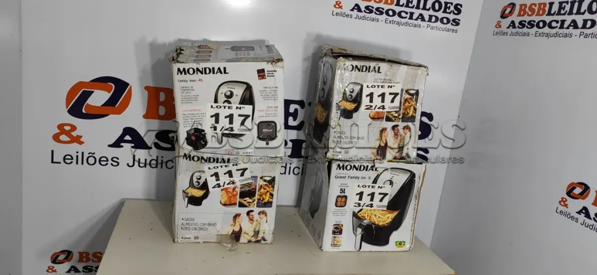 LOTE 117 - 04 - FRITADEIRAS SEM ÓLEO AIR FRYER 5LITROS, MONDIAL 110V (NO ESTADO, NÃO SABEMOS SE FUNCIONA. LEILÃO NÃO TEM GARANTIA E NEM DEVOLUÇÃO, SUJEITO A POSSÍVEIS AVARIAS VISÍVEIS/OCULTAS E/OU AUSÊNCIA DE COMPONENTES)