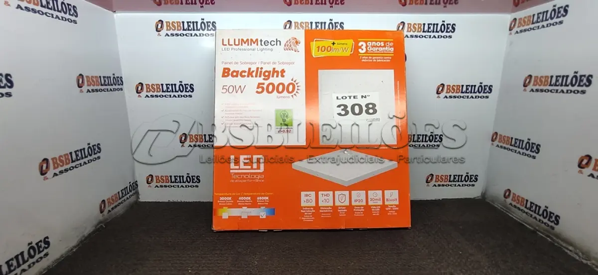 LOTE 308 - 01 - PAINEL DE LED SOBREPOR HOME TECH 50W 60X60CM 5000 LÚMENS LUZ BRANCA (NO ESTADO, NÃO SABEMOS SE FUNCIONA. LEILÃO NÃO TEM GARANTIA E NEM DEVOLUÇÃO, SUJEITO A POSSÍVEIS AVARIAS VISÍVEIS/OCULTAS E/OU AUSÊNCIA DE COMPONENTES)