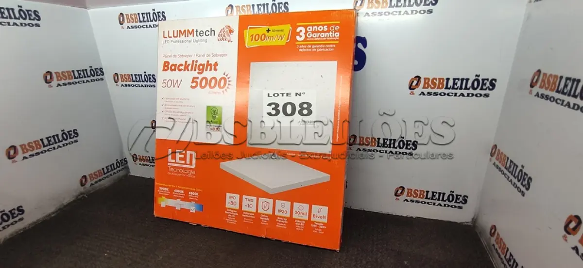 LOTE 308 - 01 - PAINEL DE LED SOBREPOR HOME TECH 50W 60X60CM 5000 LÚMENS LUZ BRANCA (NO ESTADO, NÃO SABEMOS SE FUNCIONA. LEILÃO NÃO TEM GARANTIA E NEM DEVOLUÇÃO, SUJEITO A POSSÍVEIS AVARIAS VISÍVEIS/OCULTAS E/OU AUSÊNCIA DE COMPONENTES)