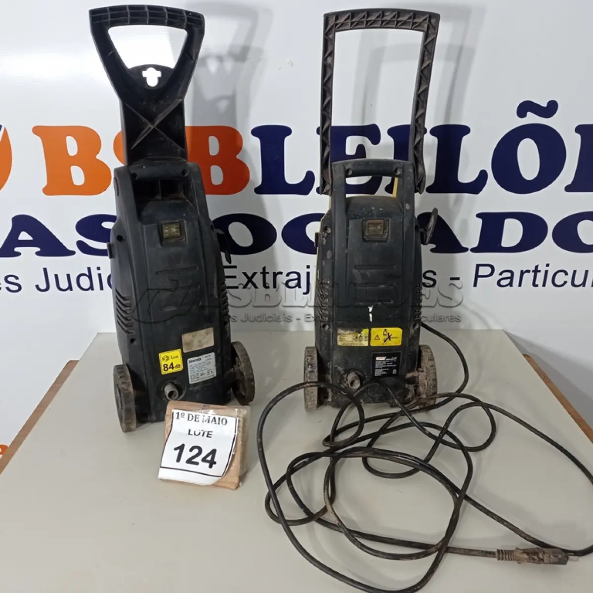 LOTE 124 - 02 LAVADORAS DE ALTA PRESSÃO COM AVARIAS. (NO ESTADO) ATENÇÃO! FAZER A VISITAÇÃO ANTES DE ARREMATAR, NÃO SABEMOS SE FUNCIONA. LEILÃO NÃO TEM GARANTIA E NEM DEVOLUÇÃO, SUJEITO A POSSÍVEIS AVARIAS VISÍVEIS/OCULTAS E/OU AUSÊNCIA DE COMPONENTES.