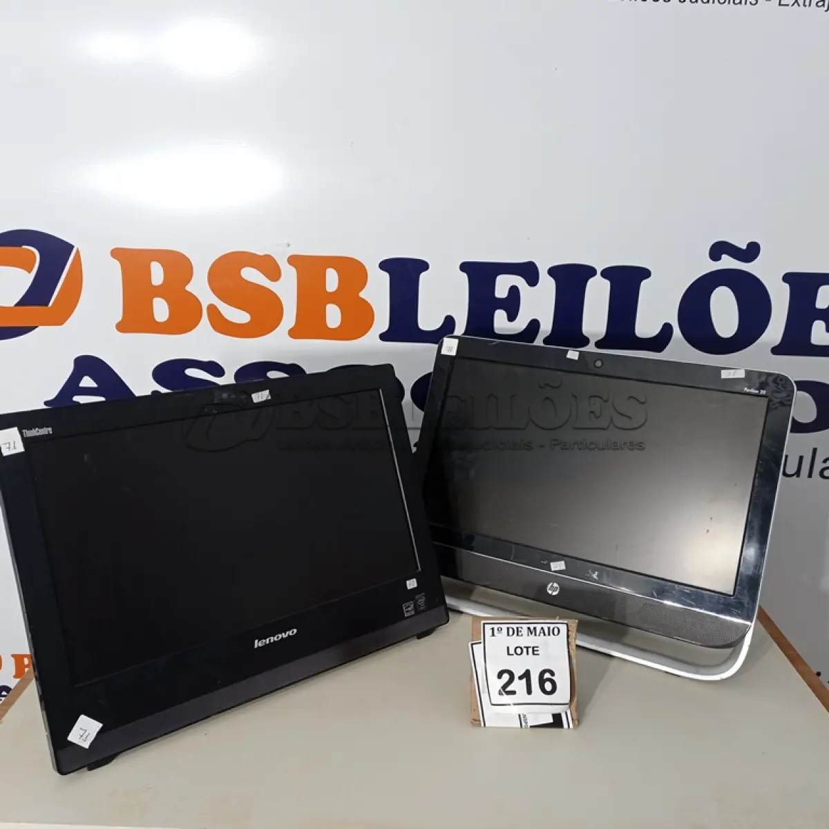LOTE 216 - 02 ALL IN ONNE, SENDO 01 MARCA LENOVO E 01 MARCA HP COM AVARIAS. (NO ESTADO) ATENÇÃO! FAZER A VISITAÇÃO ANTES DE ARREMATAR, NÃO SABEMOS SE FUNCIONA. LEILÃO NÃO TEM GARANTIA E NEM DEVOLUÇÃO, SUJEITO A POSSÍVEIS AVARIAS VISÍVEIS/OCULTAS E/OU AUSÊNCIA DE COMPONENTES.