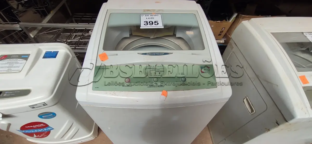 LOTE 395 -  01 MÁQUINA DE LAVAR ROUPAS BRASTEMP 6KG 220V. (NO ESTADO) ATENÇÃO! FAZER A VISITAÇÃO ANTES DE ARREMATAR, NÃO SABEMOS SE FUNCIONA. LEILÃO NÃO TEM GARANTIA E NEM DEVOLUÇÃO, SUJEITO A POSSÍVEIS AVARIAS VISÍVEIS/OCULTAS E/OU AUSÊNCIA DE COMPONENTES.