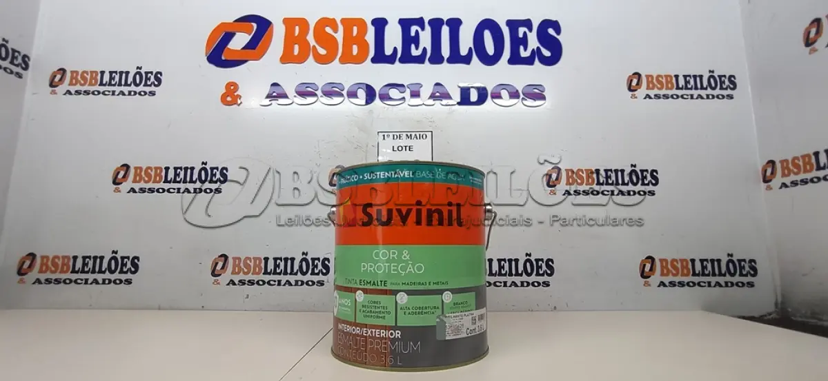 LOTE 358 - 01 LATA DE TINTA ESMALTE PARA MADEIRA E METAIS SUVINIL BRILHANTE PLATINA 3,6. (NOVO) (NO ESTADO) ATENÇÃO! FAZER A VISITAÇÃO ANTES DE ARREMATAR, NÃO SABEMOS SE FUNCIONA. LEILÃO NÃO TEM GARANTIA E NEM DEVOLUÇÃO, SUJEITO A POSSÍVEIS AVARIAS VISÍVEIS/OCULTAS E/OU AUSÊNCIA DE COMPONENTES.