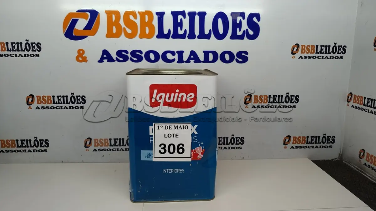 LOTE 306 - 01 LATA DE TINTA PARA INTERIORES DIATEX IQUINE BASE P. (NOVO) (NO ESTADO) ATENÇÃO! FAZER A VISITAÇÃO ANTES DE ARREMATAR, NÃO SABEMOS SE FUNCIONA. LEILÃO NÃO TEM GARANTIA E NEM DEVOLUÇÃO, SUJEITO A POSSÍVEIS AVARIAS VISÍVEIS/OCULTAS E/OU AUSÊNCIA DE COMPONENTES.
