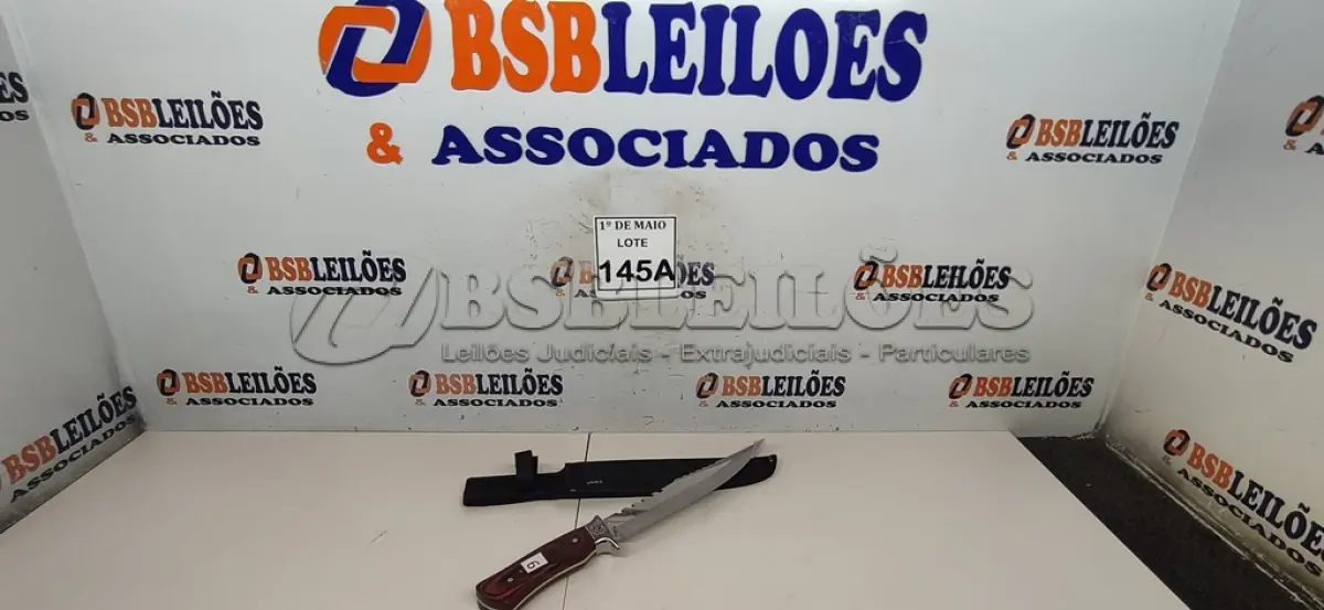 LOTE 145 - 01 FACA IMPORTADA AÇO INOXIDÁVEL CABO EM MADEIRA FULL TANG BAINHA DE NYLON TAMANHO TOTAL 39CM PESO 409G JÁ AFIADA  (NOVO) (NO ESTADO) ATENÇÃO! FAZER A VISITAÇÃO ANTES DE ARREMATAR, NÃO SABEMOS SE FUNCIONA. LEILÃO NÃO TEM GARANTIA E NEM DEVOLUÇÃO, SUJEITO A POSSÍVEIS AVARIAS VISÍVEIS/OCULTAS E/OU AUSÊNCIA DE COMPONENTES.