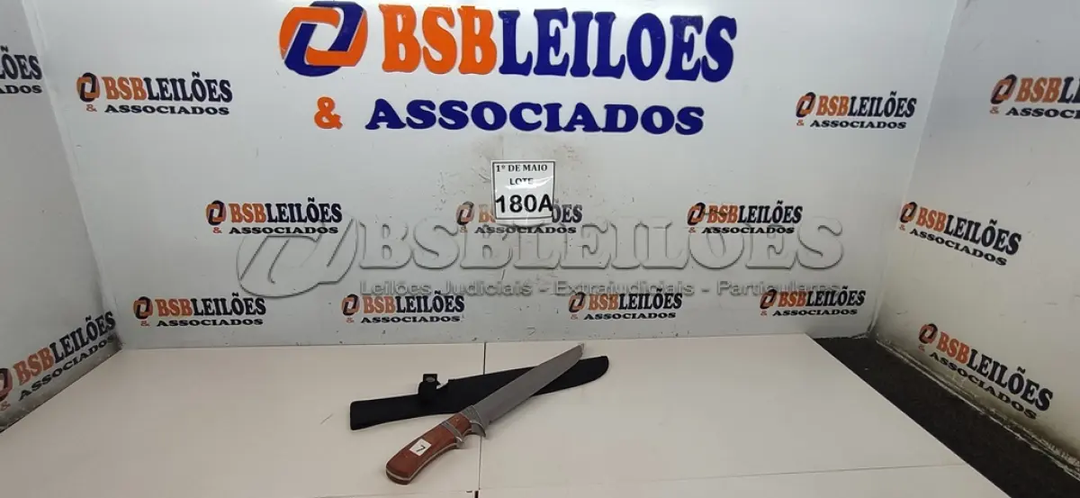 LOTE 180 - 01 FACA IMPORTADA AÇO INOXIDÁVEL CABO EM MADEIRA FULL TANG BAINHA DE NYLON TAMANHO TOTAL 38CM PESO 416G JÁ AFIADA   (NOVO) (NO ESTADO) ATENÇÃO! FAZER A VISITAÇÃO ANTES DE ARREMATAR, NÃO SABEMOS SE FUNCIONA. LEILÃO NÃO TEM GARANTIA E NEM DEVOLUÇÃO, SUJEITO A POSSÍVEIS AVARIAS VISÍVEIS/OCULTAS E/OU AUSÊNCIA DE COMPONENTES.