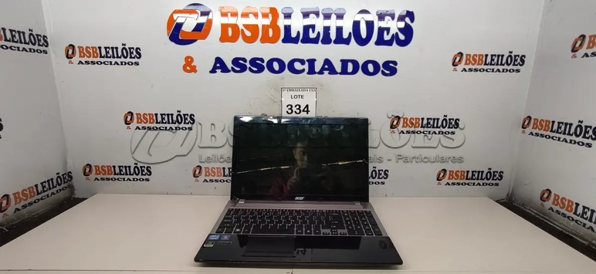 LOTE 334 - 01 LAPTOP ACER SEM STATE DCP DIP CONS FONTE. (NO ESTADO EM QUE SE ENCONTRA. SUJEITO A AVARIAS OCULTAS/VISÍVEIS.) AV9476U