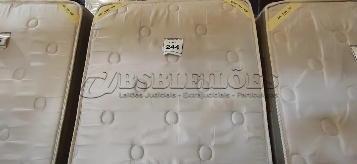 LOTE 244 - 01 COLCHÃO DE SOLTEIRO COM BASE (MATRESS TWIN). (NO ESTADO EM QUE SE ENCONTRA. SUJEITO A AVARIAS OCULTAS/VISÍVEIS.) BJ7461F