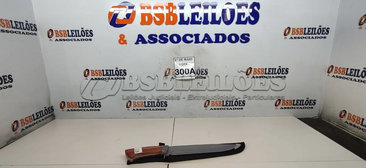 LOTE 300 - 01 FACA IMPORTADA AÇO INOXIDÁVEL CABO EM MADEIRA FULL TANG BAINHA DE NYLON TAMANHO TOTAL 38CM PESO 408G JÁ AFIADA  